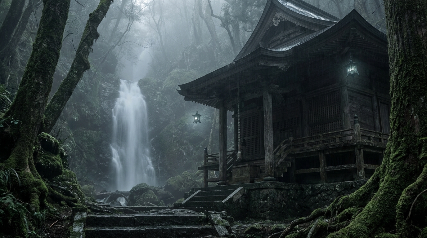 鰐淵寺(島根県)の中国・四国の水辺(滝・湖・ダム・海)系心霊スポットをイメージした心霊スポット画像
