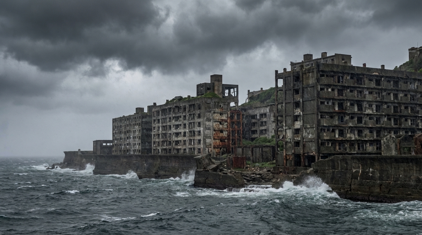 軍艦島（端島）（長崎県）の鉱山・炭鉱跡心霊スポットをイメージした心霊スポット画像