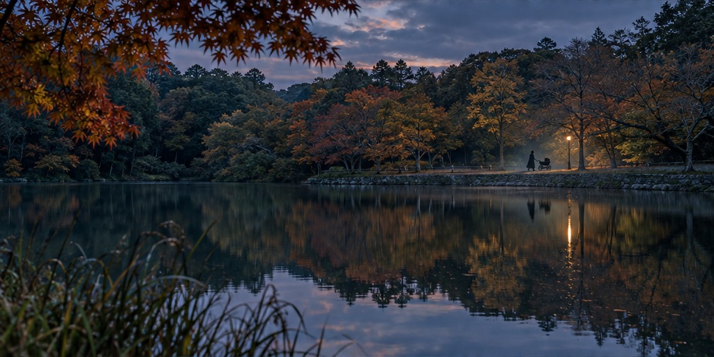 平和公園の乳母車の老婆の怪談をもとにしたAI再現イメージ。実景写真や怪異の証拠ではありません。